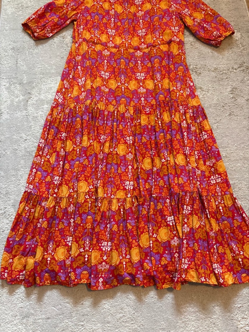 Abel The Label Floral Prairie Front Split Boho Cottagecore Midi Dress Size Large - Picture 13 of 14